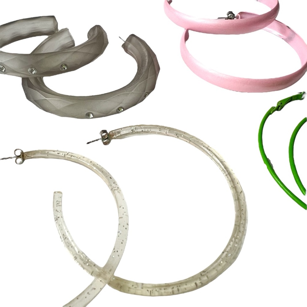 Retro Y2K Bundle of 12 Pair Colorful Hoop Earrings